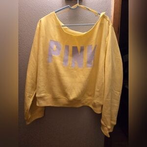Off shoulder pull over sweatshirt